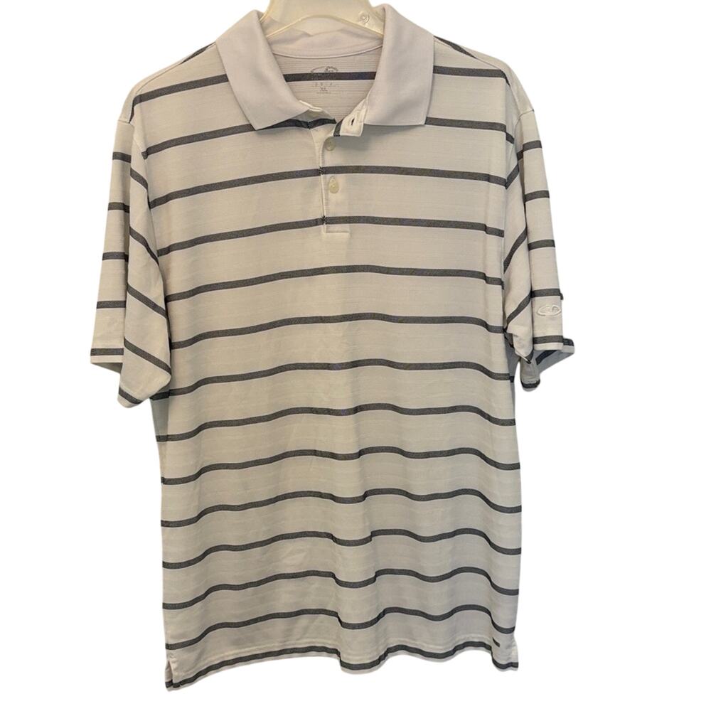 Striped Polo Shirt - White and Gray